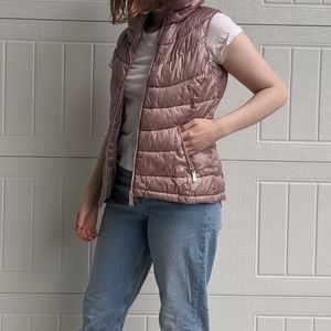 Calvin Klein "Dusty Pink" and Gold Puffer Vest